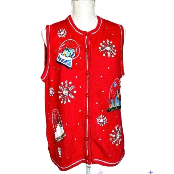 Vintage ALL POINTS Ugly Christmas Sweater Size L - Picture 2 of 9